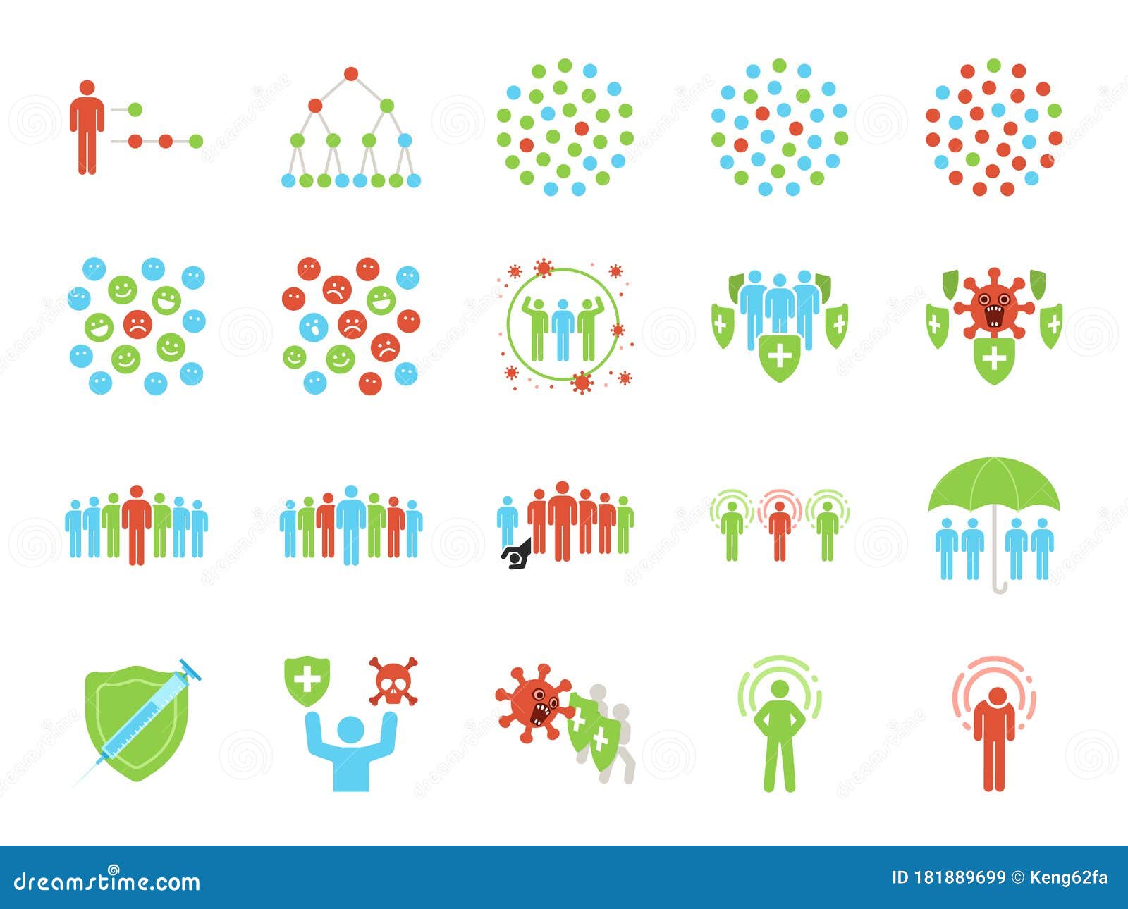 herd immunity icon set. included icons as communityÃÂ immunity, coronavirus, covid-19, immune,ÃÂ people, epidemiological and more.